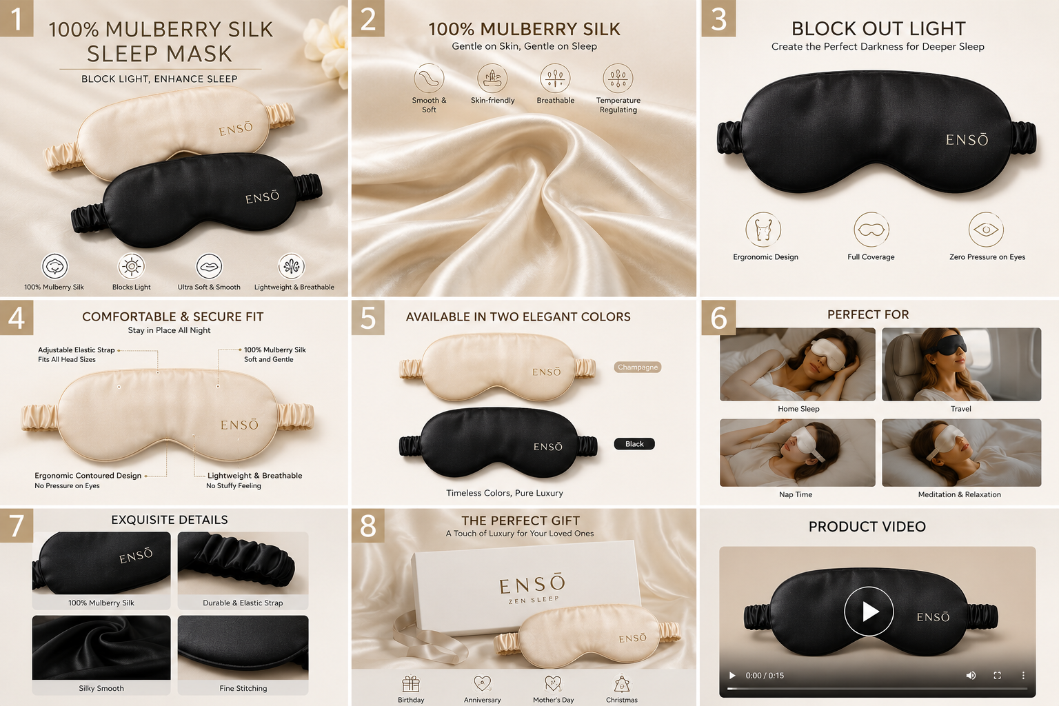 SILAIRA 22 Momme Mulberry Silk Eye Mask for Sleep