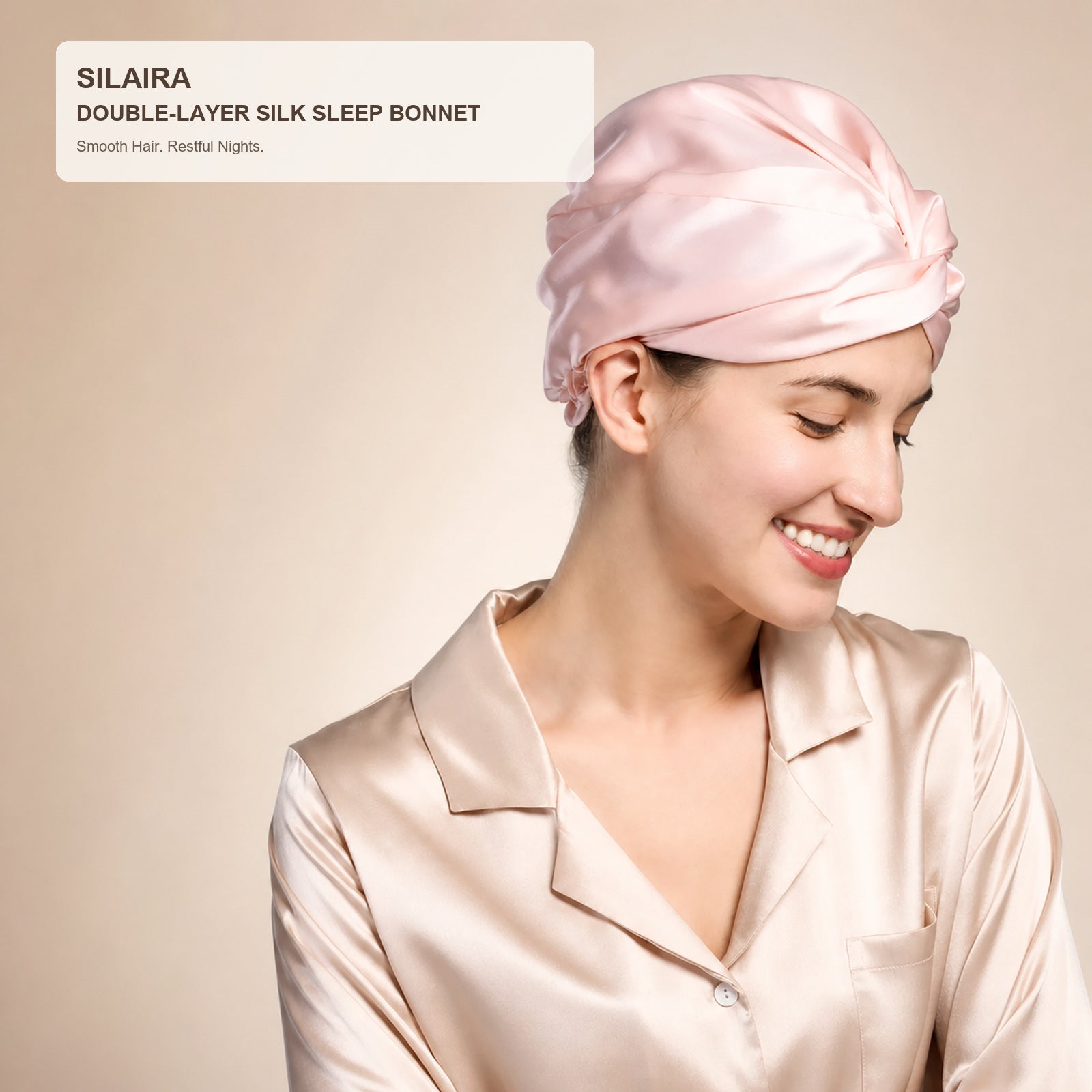 SILAIRA 19 Momme Double-Layer Mulberry Silk Sleep Bonnet