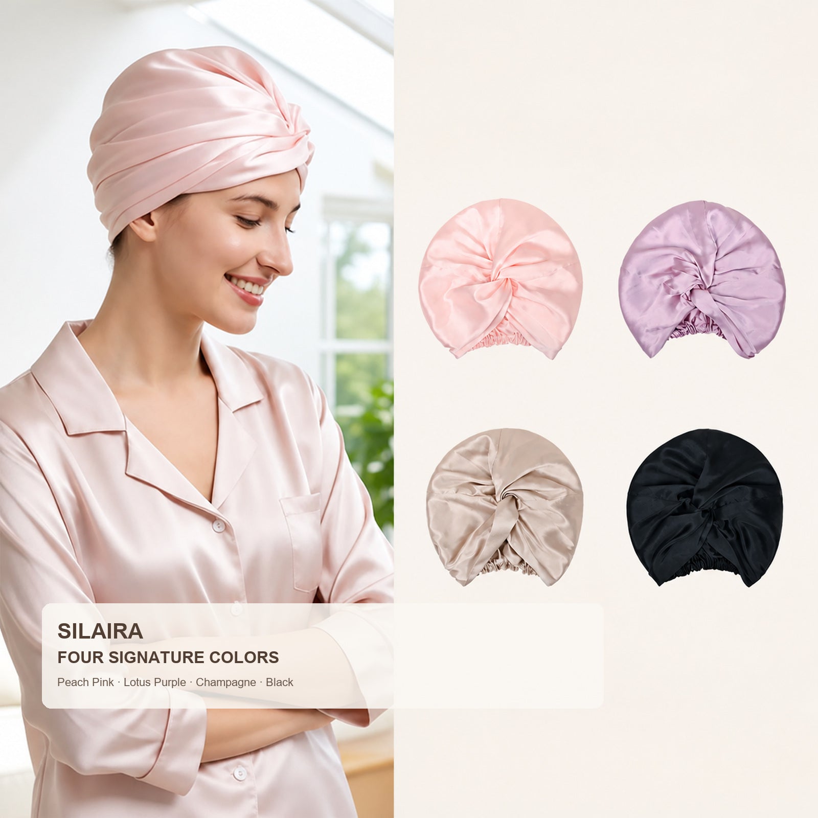 SILAIRA 19 Momme Double-Layer Mulberry Silk Sleep Bonnet