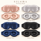 SILAIRA 3D Mulberry Silk Sleep Mask with Quiet Hook-and-Loop Closure